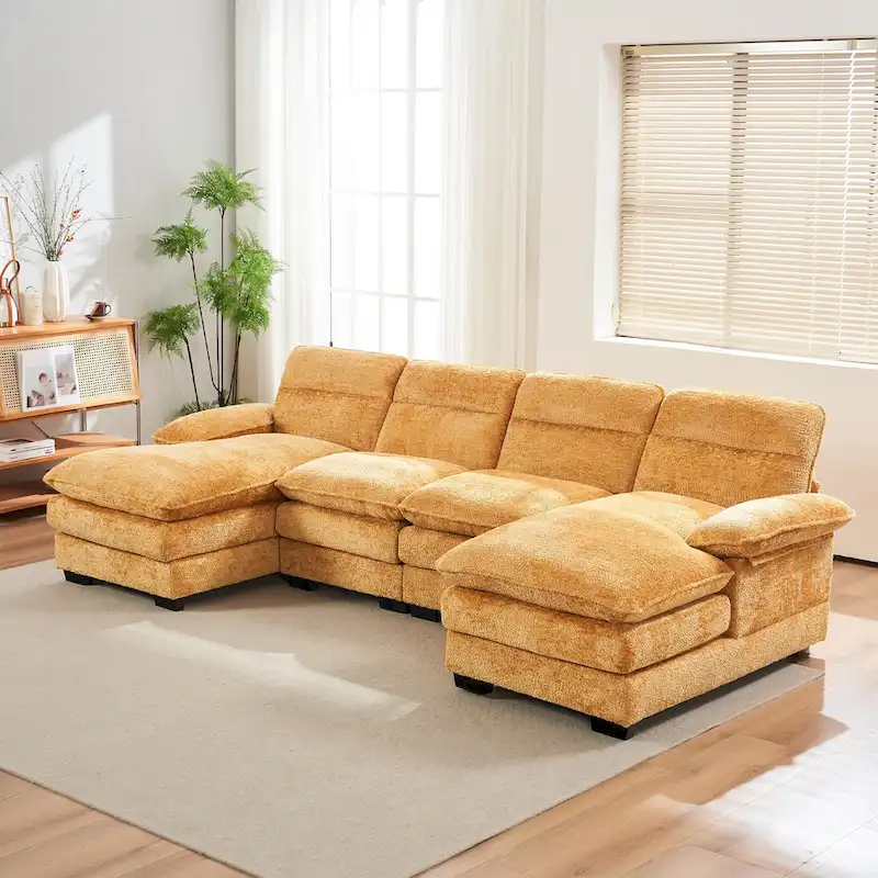 U-Shaped Chenille Sofa