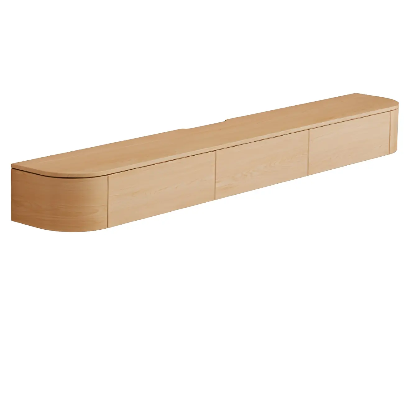 Scandinavian Wood Wall-mount TV Stand with Lift Drawers