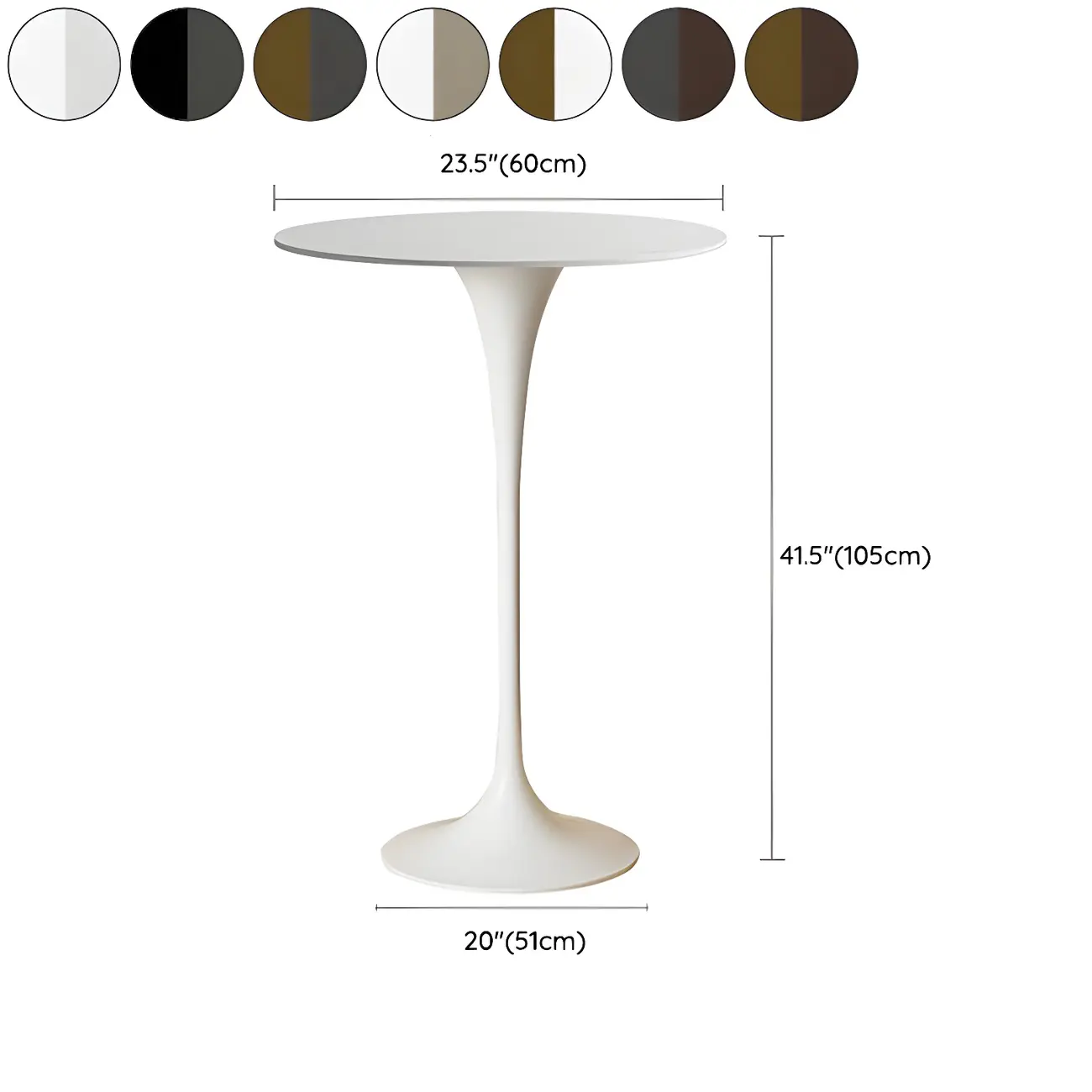 Round Glam Brown Gold Metal Tulip Base Bar Tables