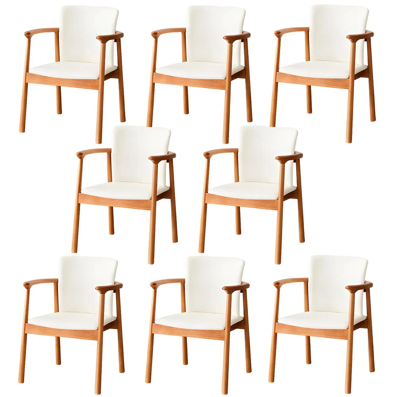 Modern Upholstered Rubberwood Arm Dining Chair Set of 2