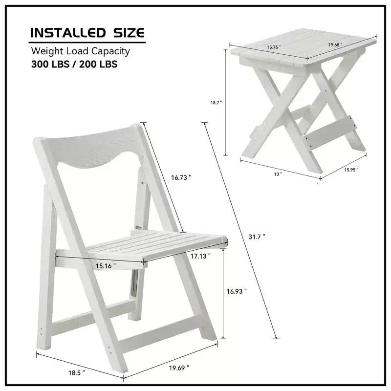 GDFStudio Matt 3pcs High Impact Polystyrene Foldable Bistro Set