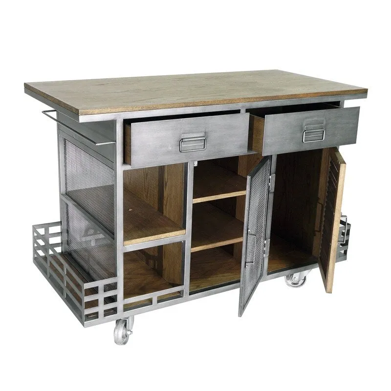 Jaxon Kitchen Island Antiqued Steel - N/A