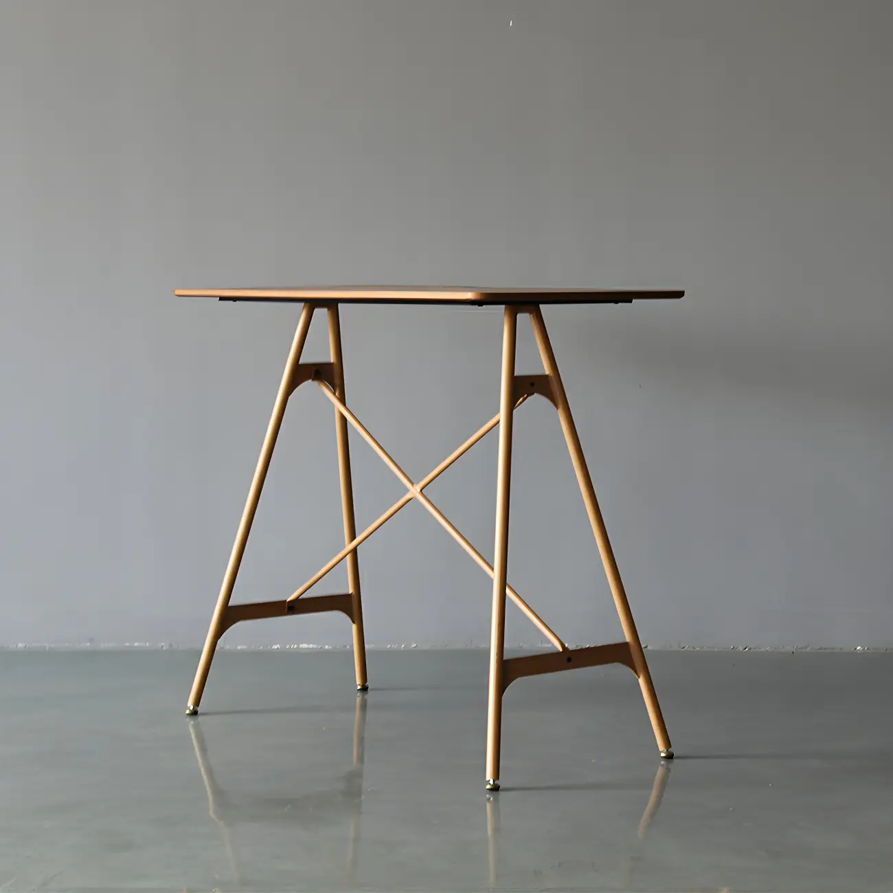 Industrial Lightweight Black Wood Wood-Tone Metal Bar Tables