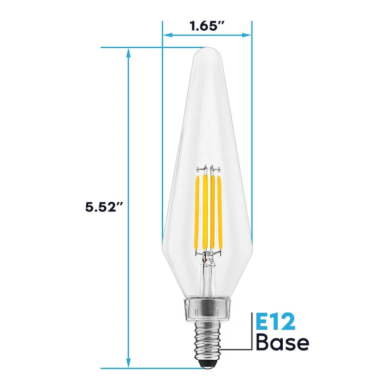 Luxrite E12 Candelabra LED Light Bulbs 60 Watt Equivalent, 2700K Warm White, Enclosed Fixture Rated, Dimmable...