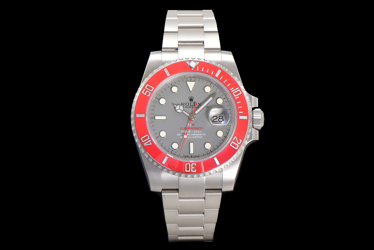 Replica Rolex Submariner with red bezel and grey dial