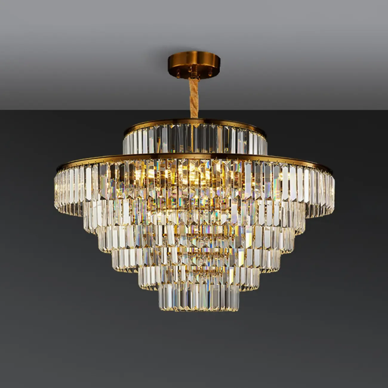 Luxury Crystal Gold Chandelier with Multi-Tiered Design