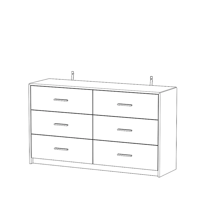 55.1 Modern 6-Drawer Bedroom Dresser Glossy Finish Chest Of Drawers