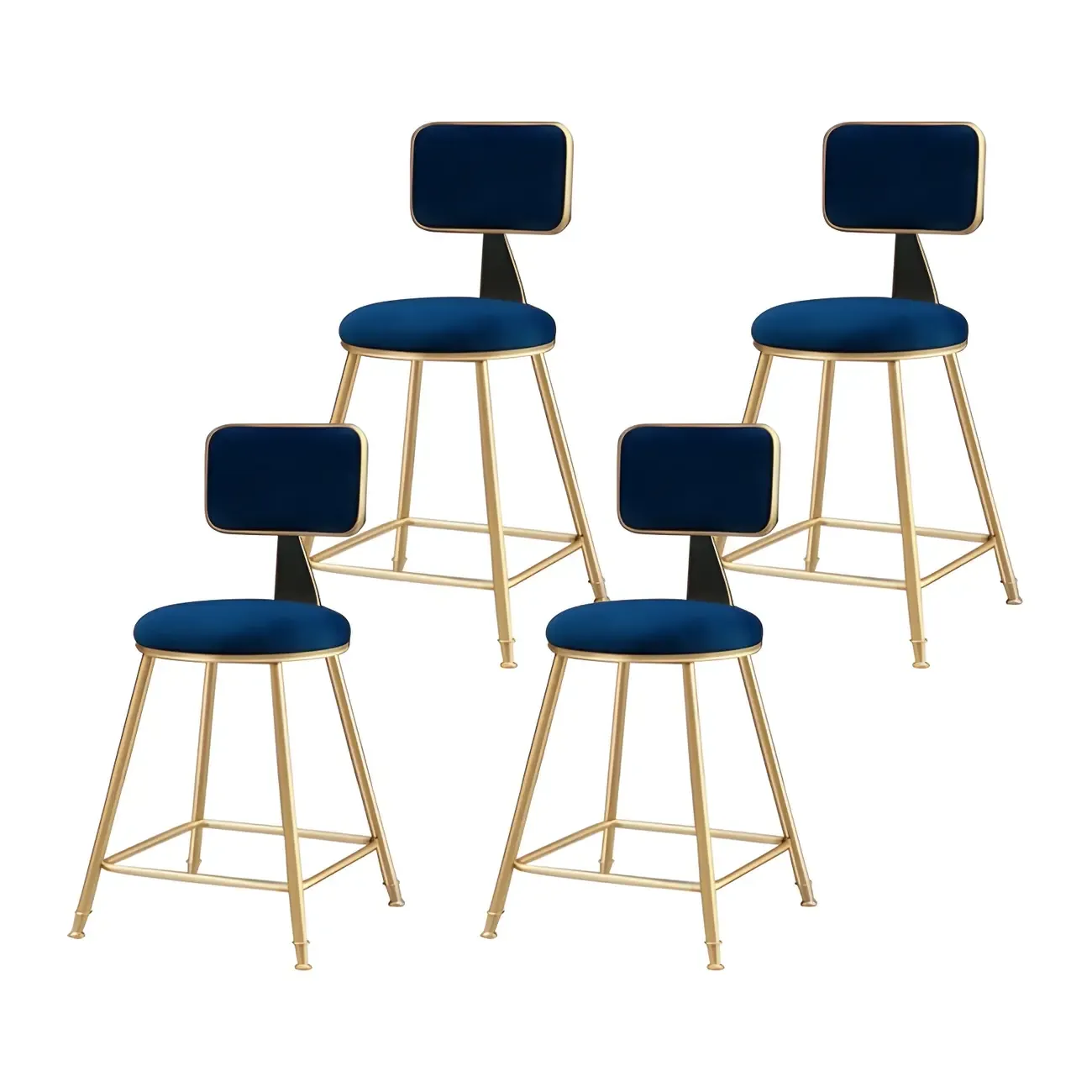 Round Velvet Upholstered Counter Bar Stools