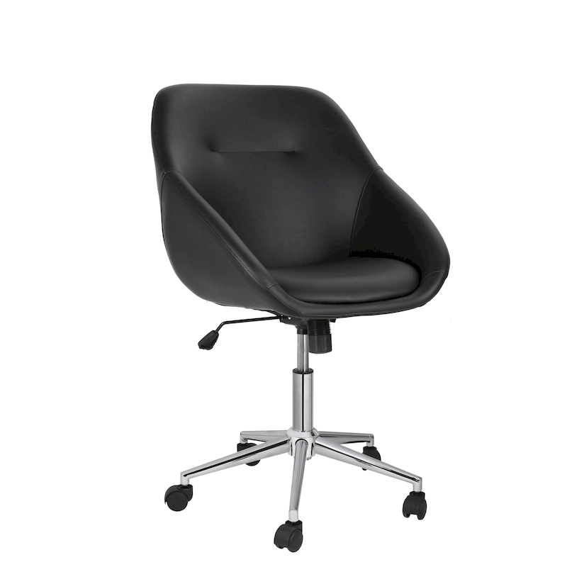 Porthos Home Hayes Swivel Office Chair, Chrome Base, PU Leather
