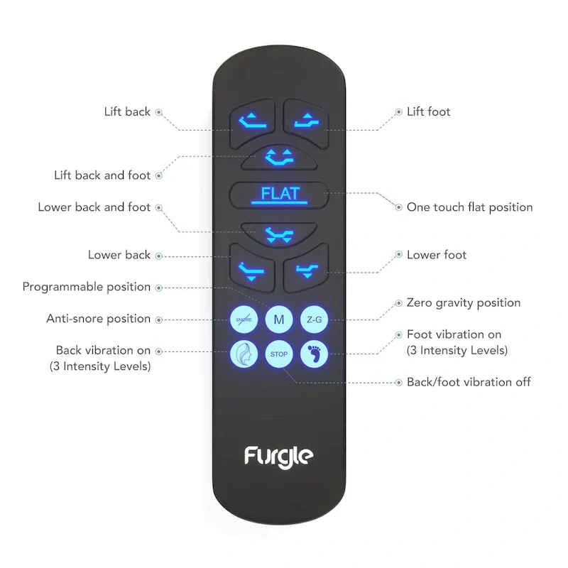 Massaging Zero Gravity Adjustable Bed with Wireless Remote