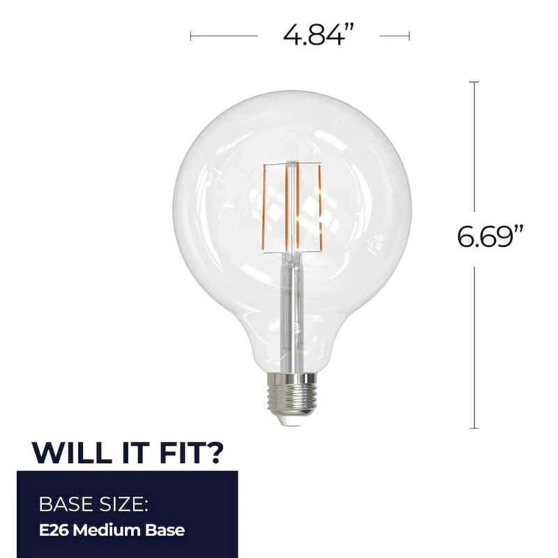 Bulbrite Pack of (2) 8.5 Watt Dimmable Filament G40 Medium (E26) LED Bulb