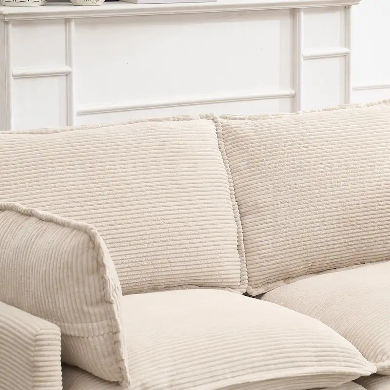 102  Velvet U-Shaped Sectional Sofa with Ottoman & Lumbar Pillows