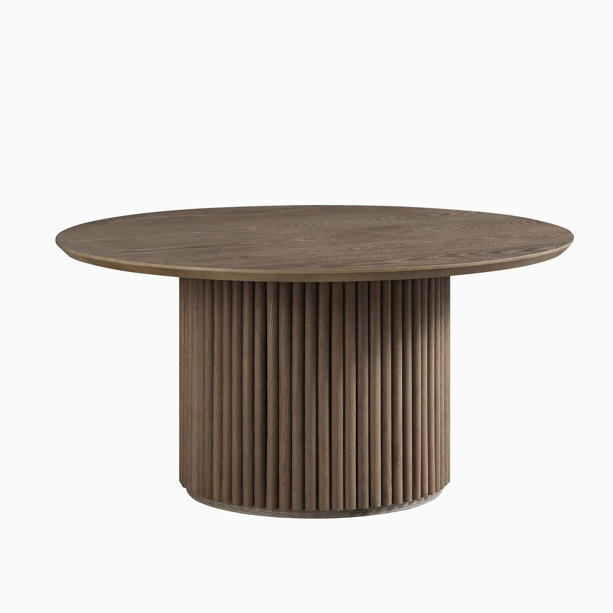 Round Oak Pedestal Coffee Table, Silver Oak