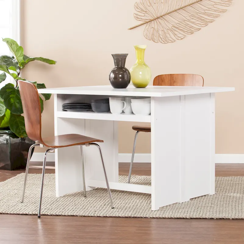 White Convertible Console to Dining Table