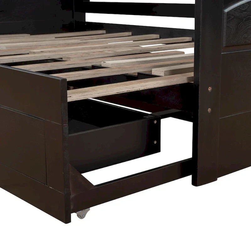 Wooden Daybed with Trundle Bed