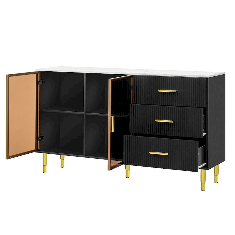 Modern Sideboard Buffet Cabinet with Gold Metal Legs
