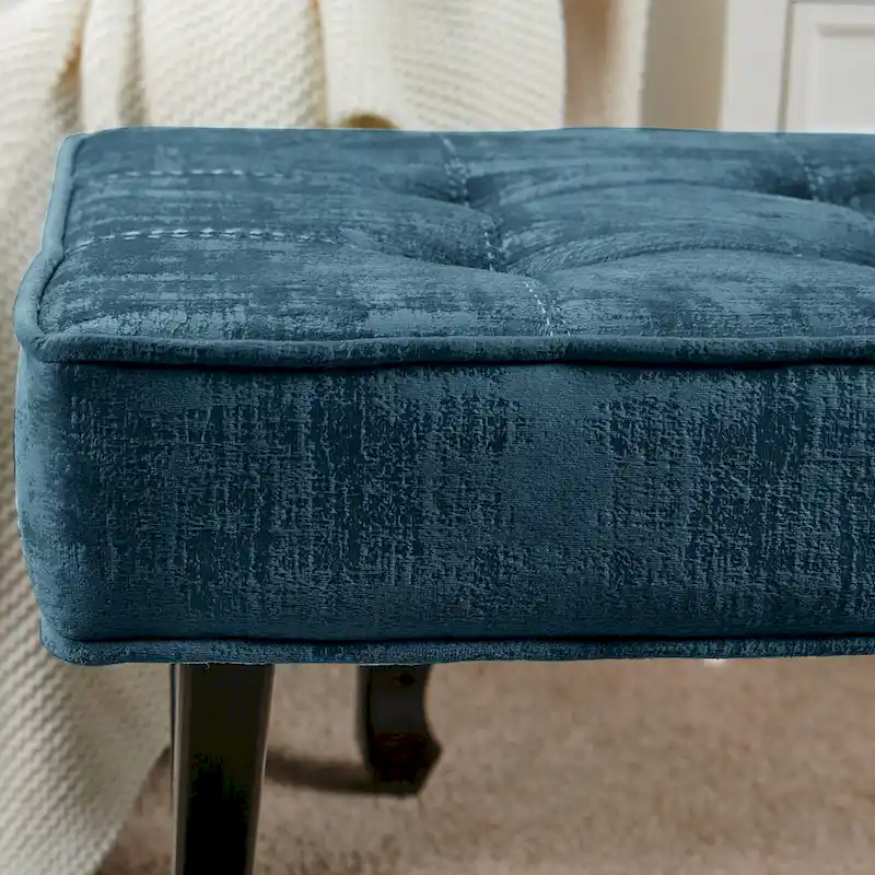 Textured Velvet Ottoman Vanity Stool 18X18X17