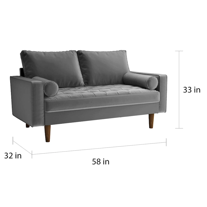Luis Mid-century Modern Tufted Velvet Loveseat - N/A