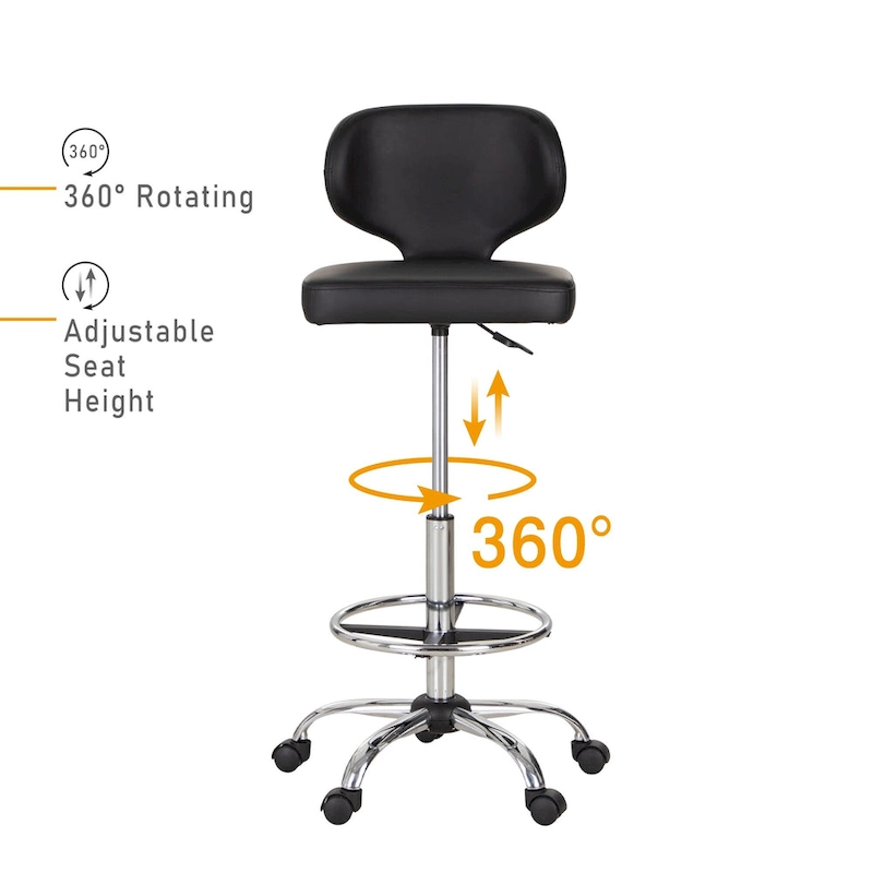 PU Leather Office Chair Swivel Adjustable Rolling Stool with Wheels