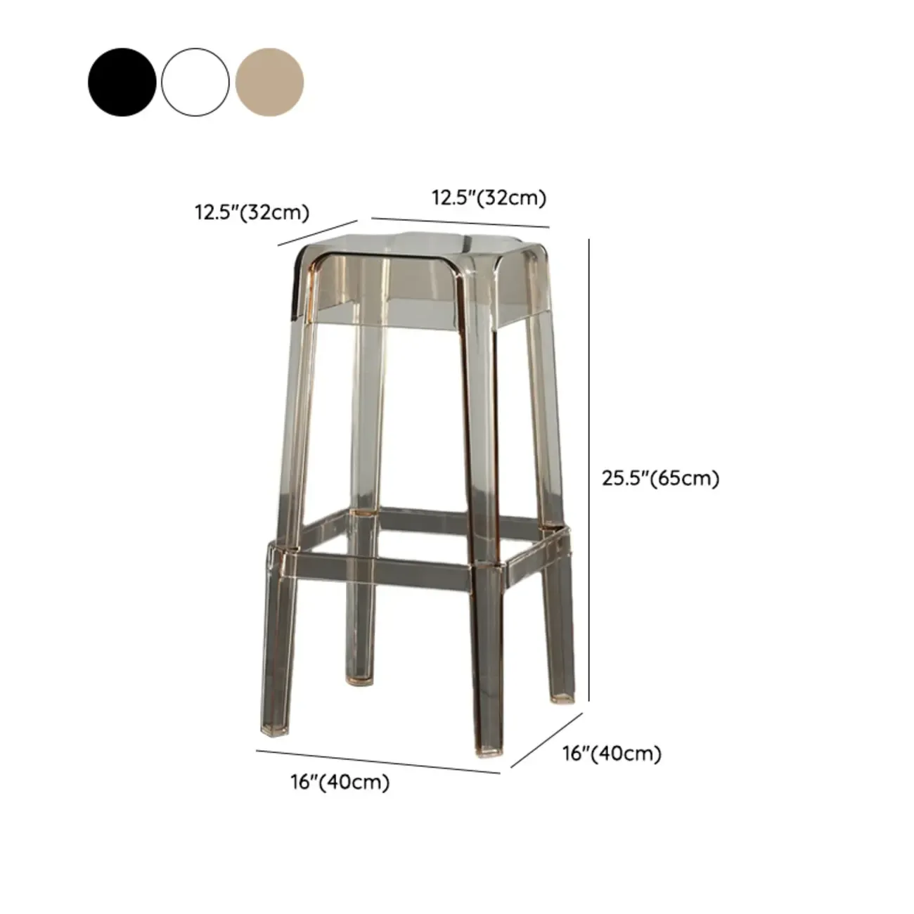 Modern Acrylic Four Legs Square Counter Bar Stool