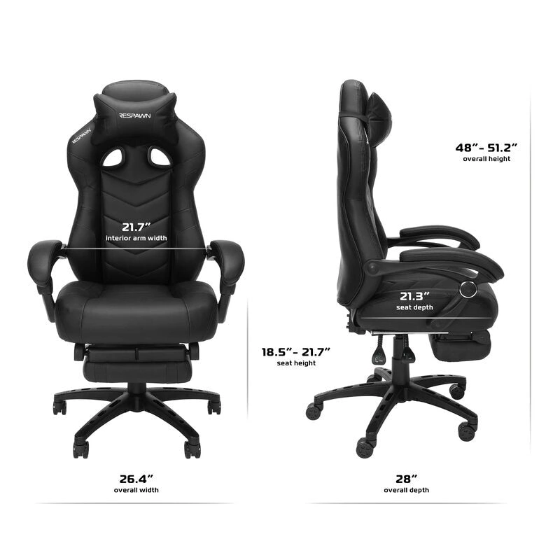RESPAWN 110 Pro Gaming Chair - Gaming Chair with Footrest, Ergonomic Computer Desk Chair