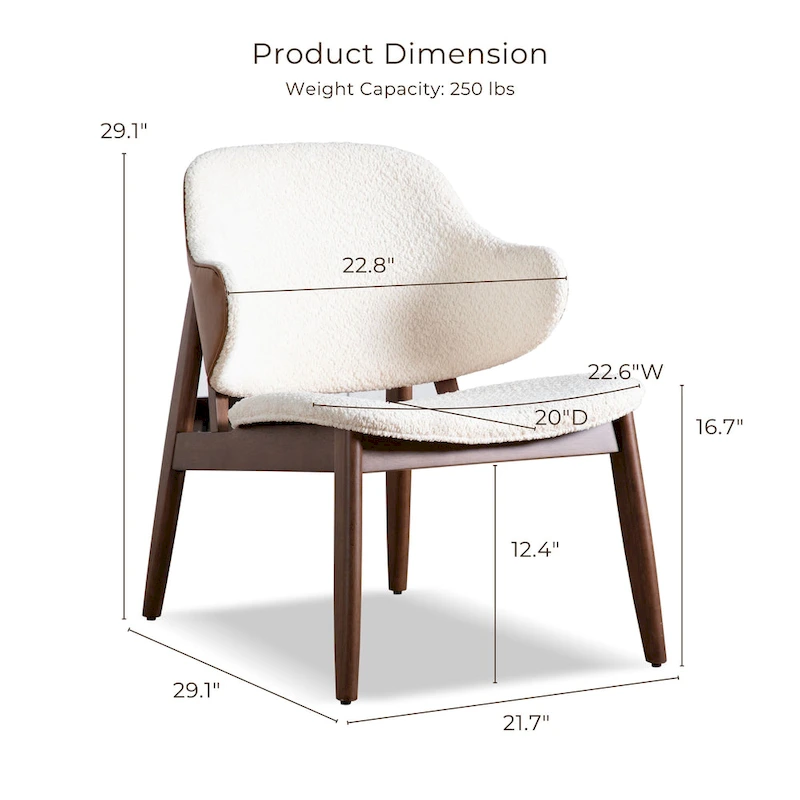 Furniture of America Beck Mid-century 2-Piece Walnut Boucle Wingback Accent Chair and Table Set