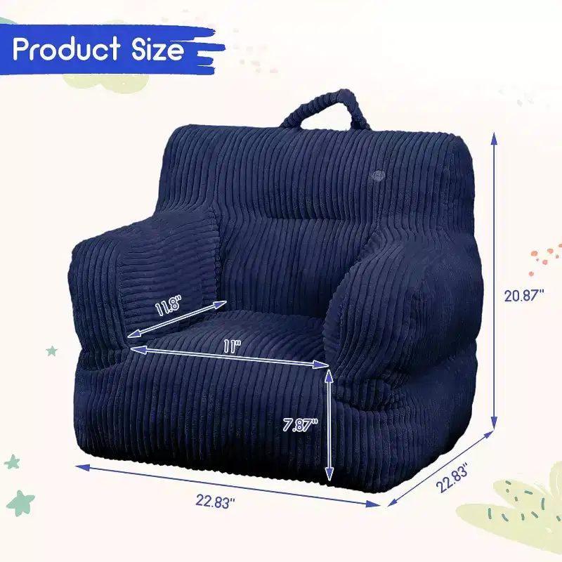 Kids Bean Bag Chair, Comfy Toddler Chair with a Strawberry Bear, Toddler Bean Bag Sofa for Boys and Girls, Soft Corduroy Cover Lazy Sofa