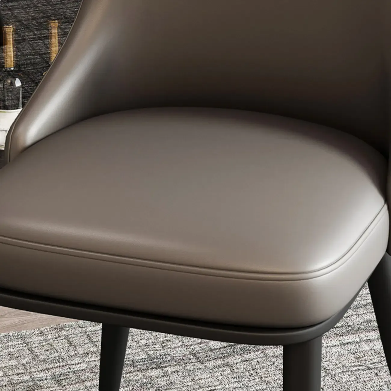 Modern Upholstered Metal Leather Dining Chairs