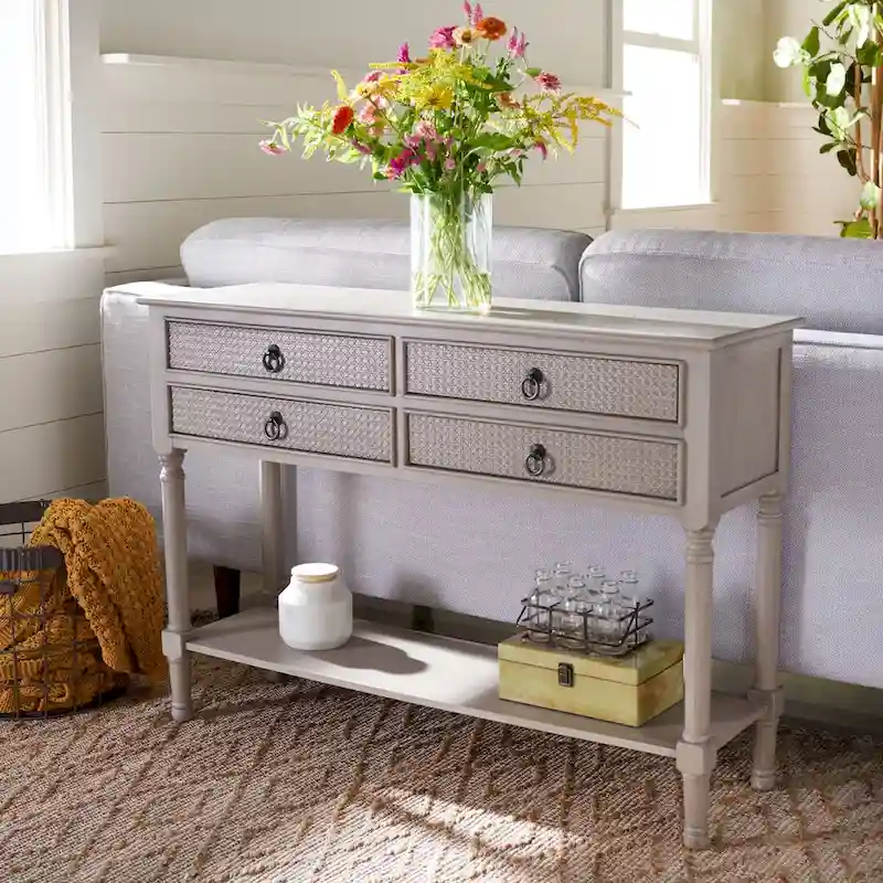 SAFAVIEH Artelia 4-Drawer Console Table - 42 W x 13 L x 29.5 H - 42Wx13Dx30H