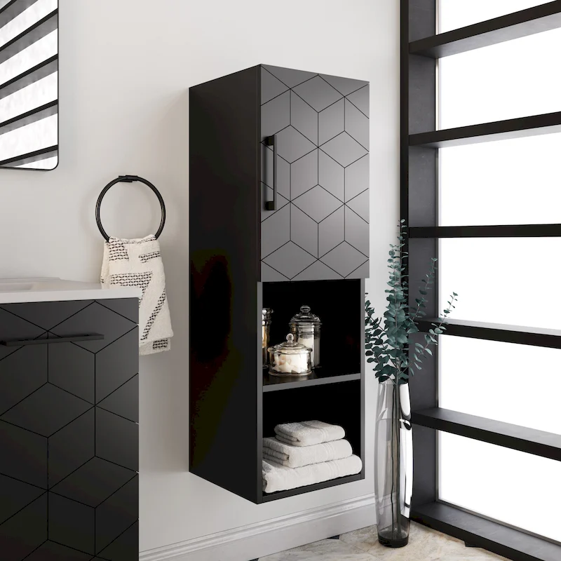 Annecy 15  W x 46  H x 12  D Linen Cabinet in Phantom Black