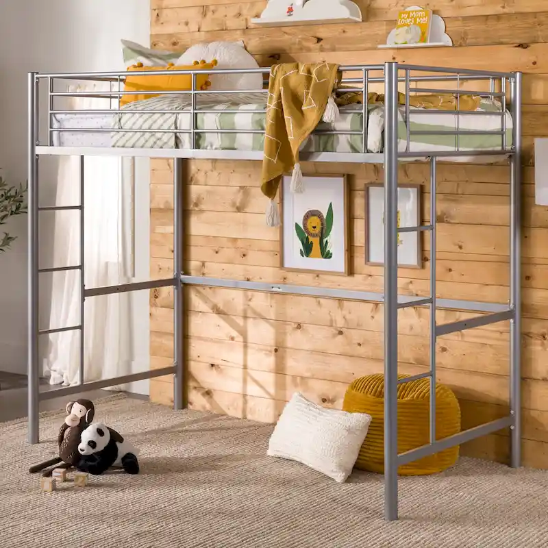 Middlebrook Abner Silver Metal Deluxe Twin Loft Bed