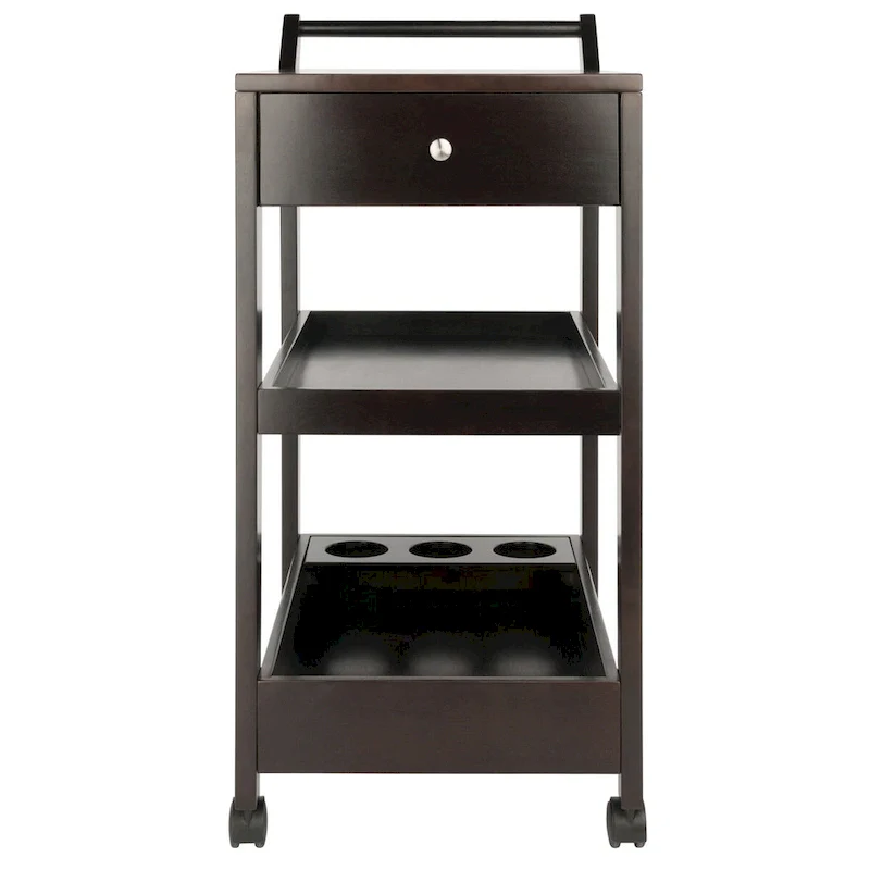 Jeston Entertainment Cart, Espresso - 18.03 x 26.77 x 37.24 inches