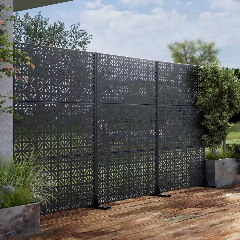 PexFix 72 in. x 47 in. Outdoor Privacy Rectangle Screen Galvanized Steel Panel Divider in Black