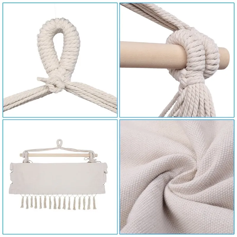 Pillow Tassel Hanging Chair Beige/Dark Grey