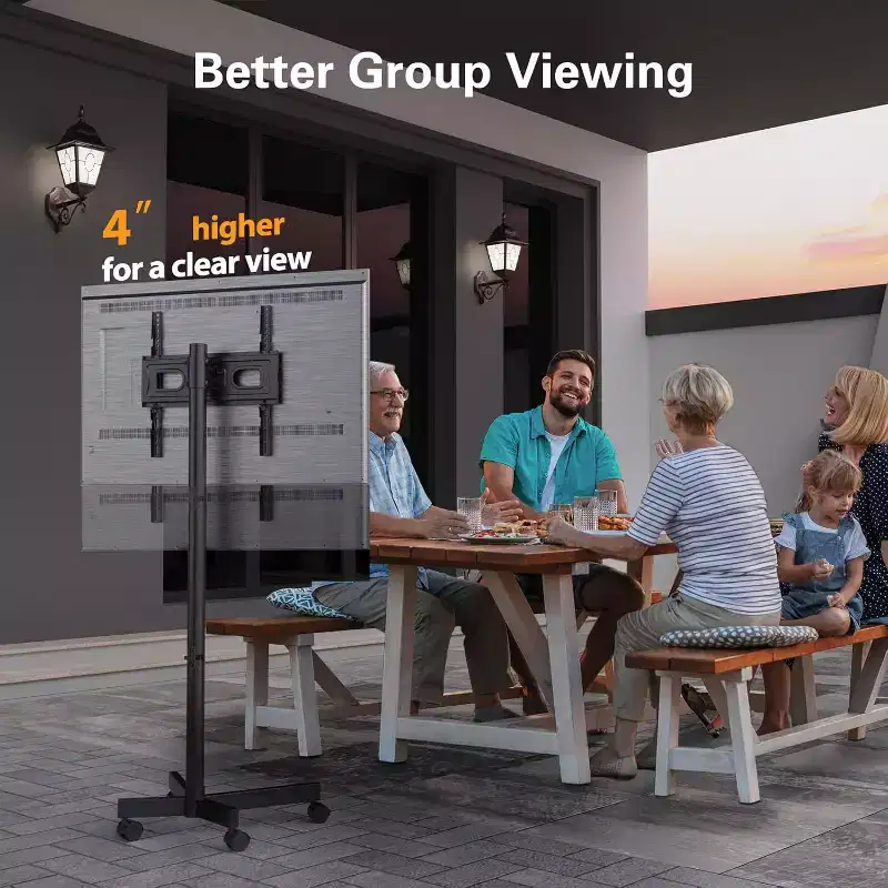 Perlegear Rolling TV Stand for 23-60 Inch TVs, Holds up to 88lbs, Height Adjustable, Tilting Cart with Locking Wheels, Max VESA 400x400mm