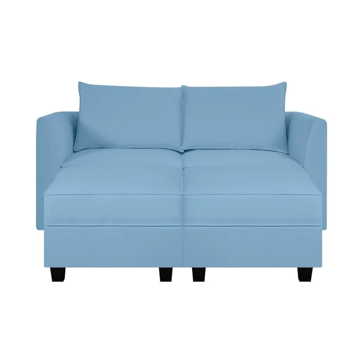 Beige Linen Modular Loveseat Sofa, 2-Seat