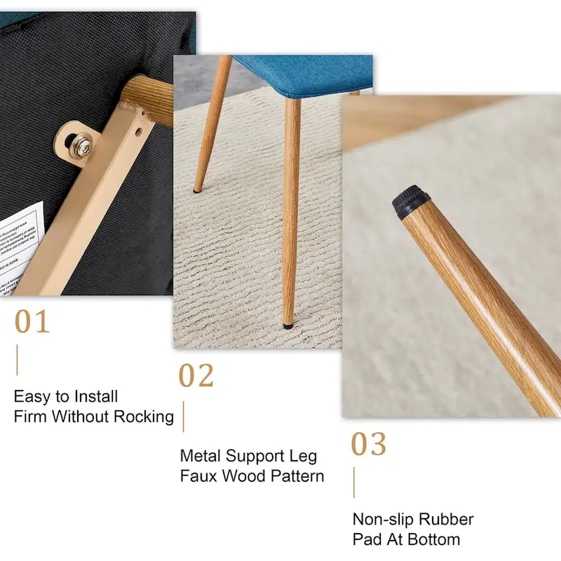 Linen Upholstered Metal Leg Side Chair (Set of 4)