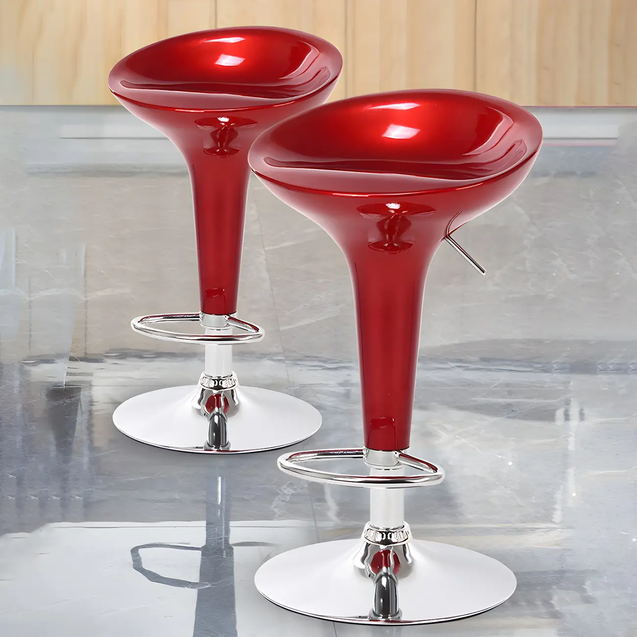 Plastic Chrome Swivel Bar Stool Height Adjustable