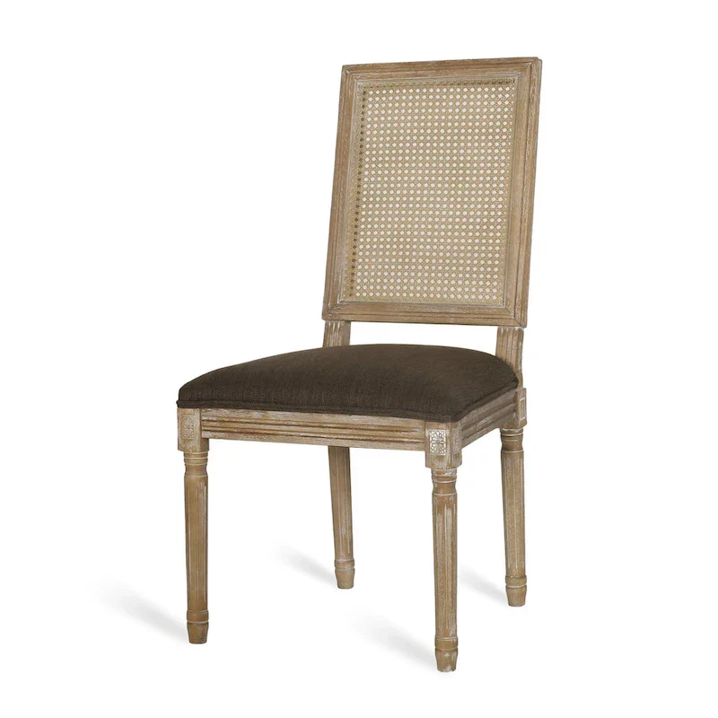 Natural Wood and Cane Upholstered Dining Chairs for 4 People