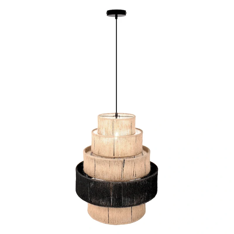 Sammie River of Goods Natural and Black Tiered Pendant Light with Adjustable Hanging Cord - 22  x 22 x 29/88