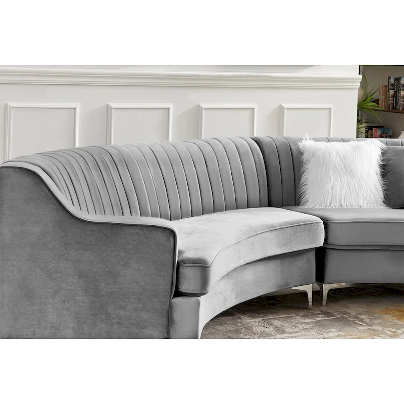 Tufted Velvet Sofa Curved Couch with Pillows