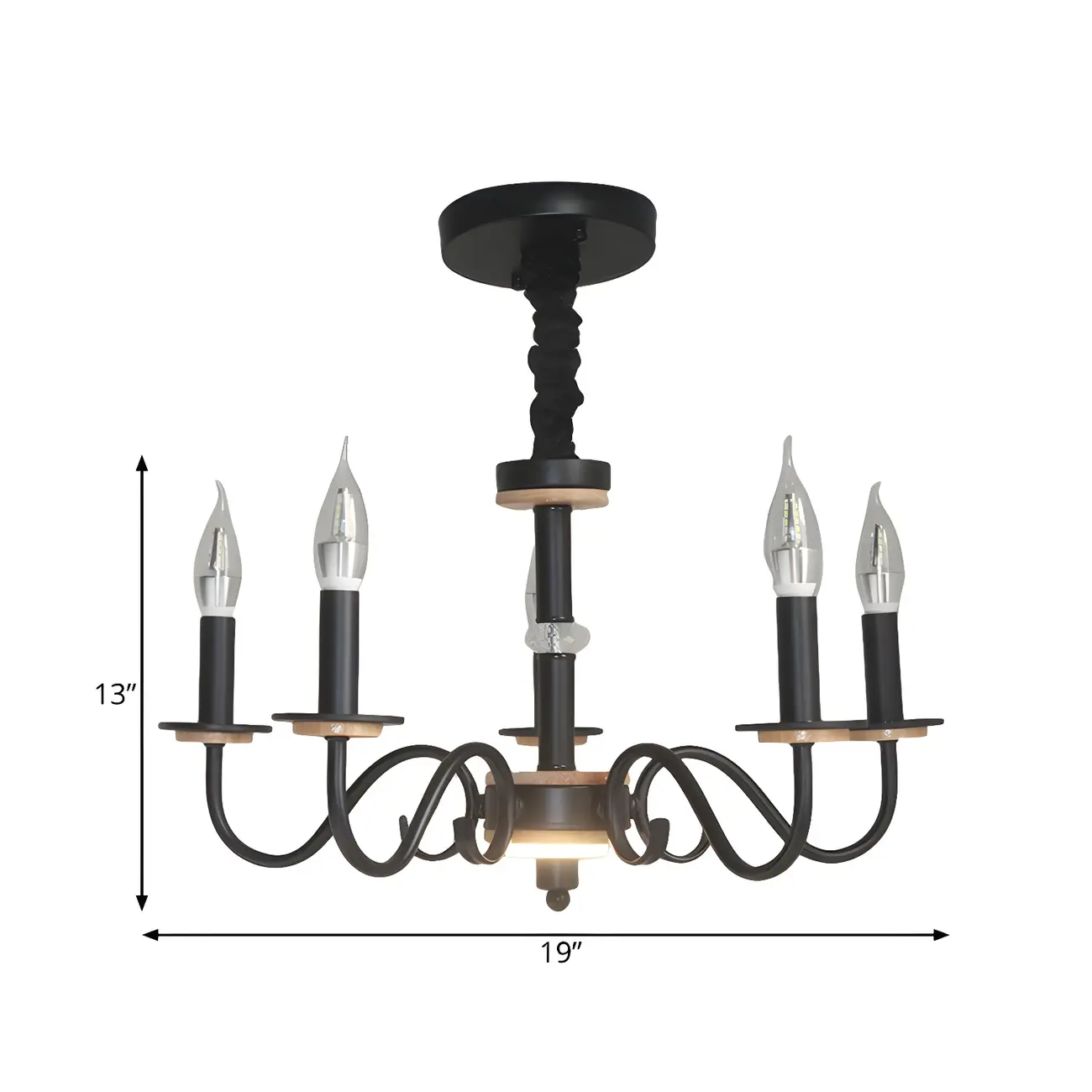 Traditional Rustic Black Metal Candle Chandelier