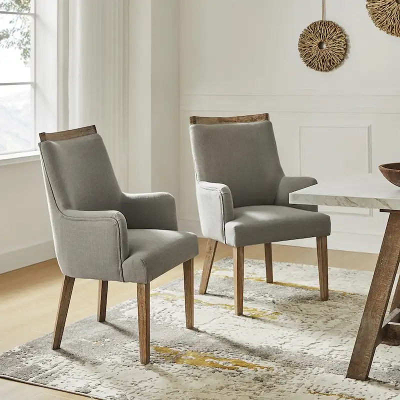 Farmhouse Upholstered Solid Wood Dining Chair Set of 2