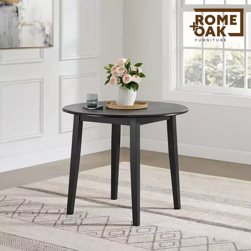 ROME + OAK Hinged Drop Leaf Dining Table Round Tabletop