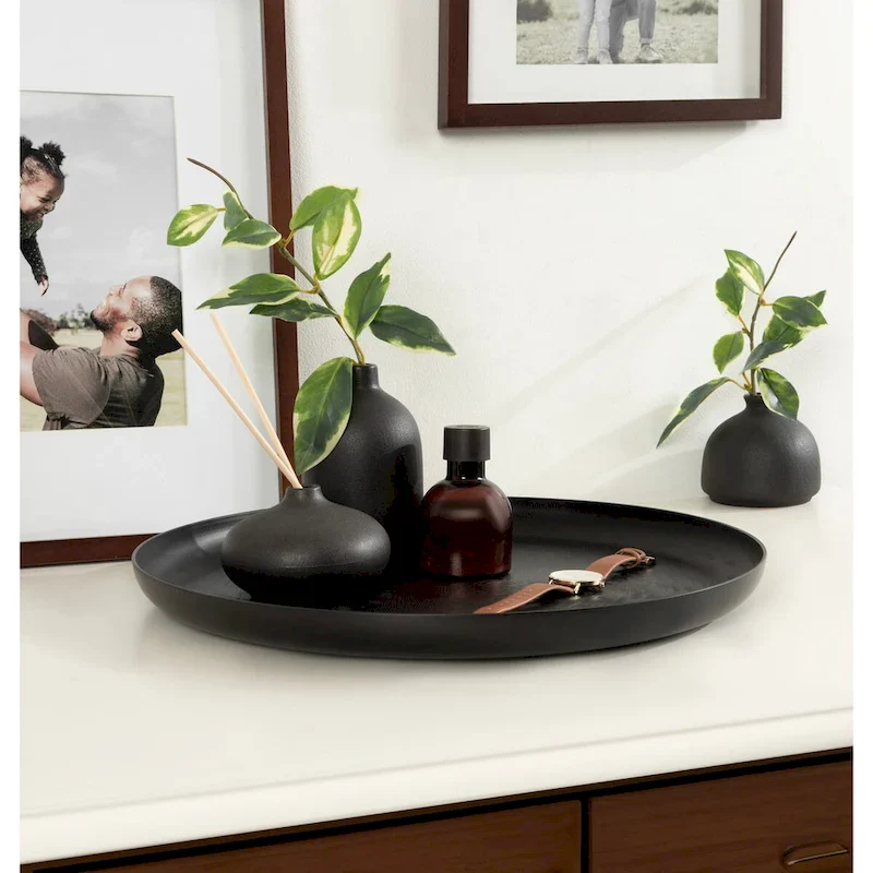 Kate and Laurel Stovring Round Metal Tray - 16  Diameter