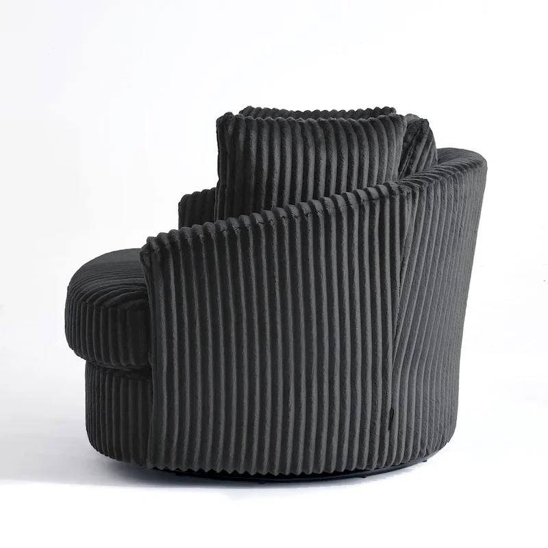 DREAMSIDEA Recessed Arm Slipcovered Swivel Barrel Chair