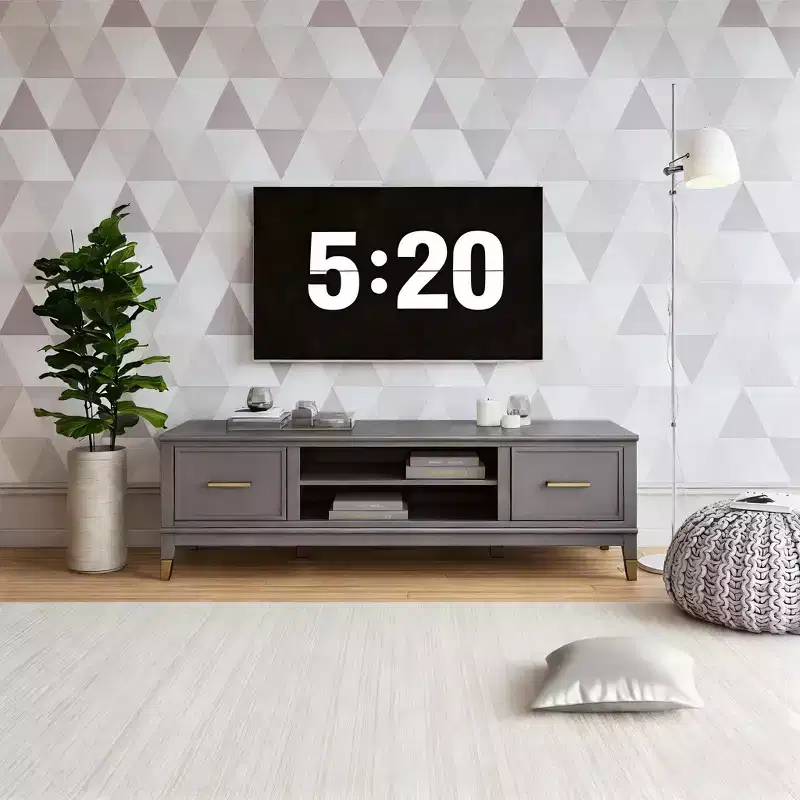 JVNOXK 59.61-inch Modern Multimedia TV Stand, accommodates TVs up to 65 inches, featuring two doors and a central storage compartment, Dark Gray