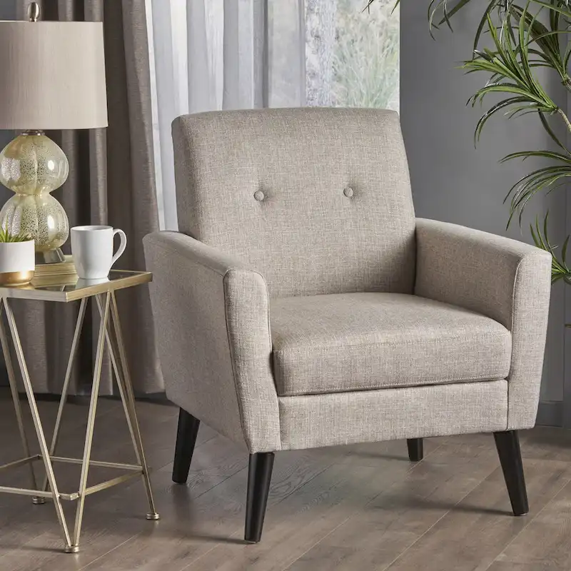 31.1 Upholstered Button Tufted Club Chair with Rubber Legs