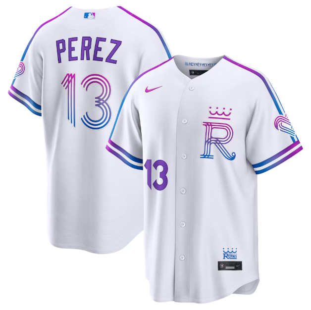 Kansas City Royals Salvador Perez White 2026 City Connect Stadium Jersey