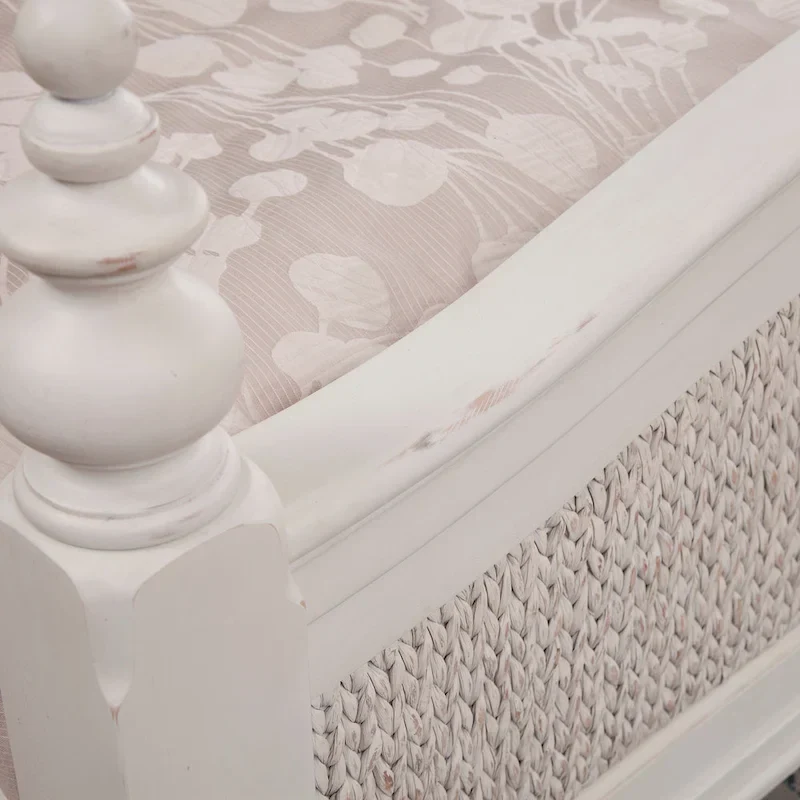 Roanoke Dove White Woven Panel Bed